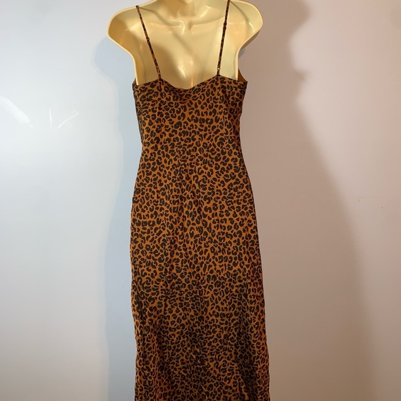 Good American cowl drape neck Leopard Print Slip Dress size 2 midi Y2K party - Picture 7 of 9